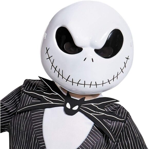 Jack Skellington Kids Costume 10-12 Mask Bat Tie The Nightmare Before Christmas - Picture 9 of 9